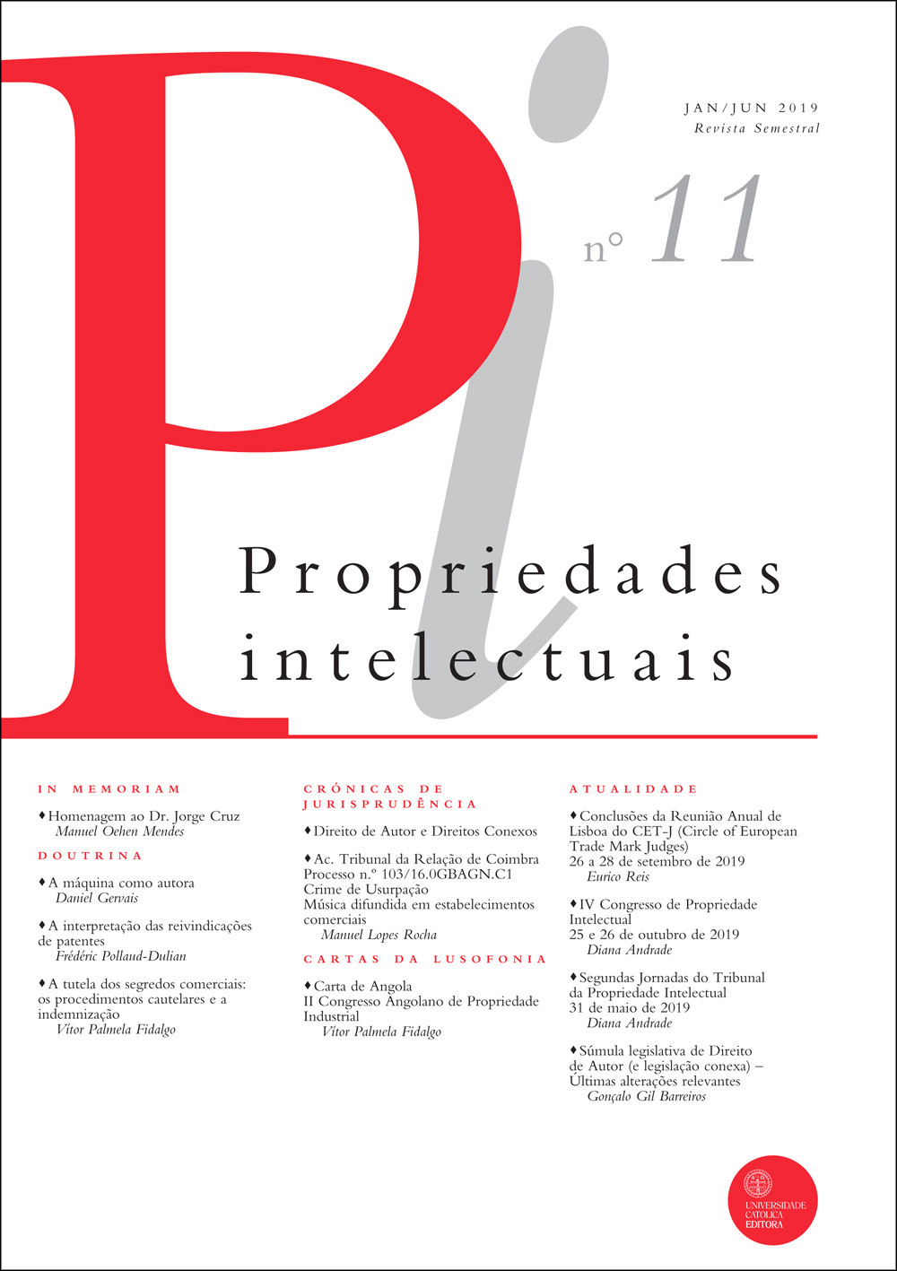 PROPRIEDADES INTELECTUAIS n.11  - Universidade Católica Editora
