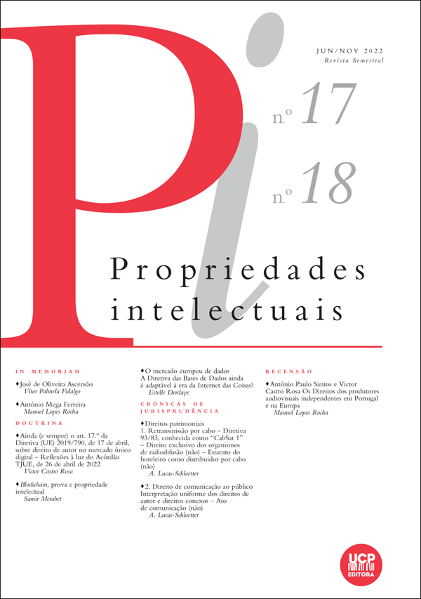 PROPRIEDADES INTELECTUAIS N. 17/18 (JAN./JUN. 2022)