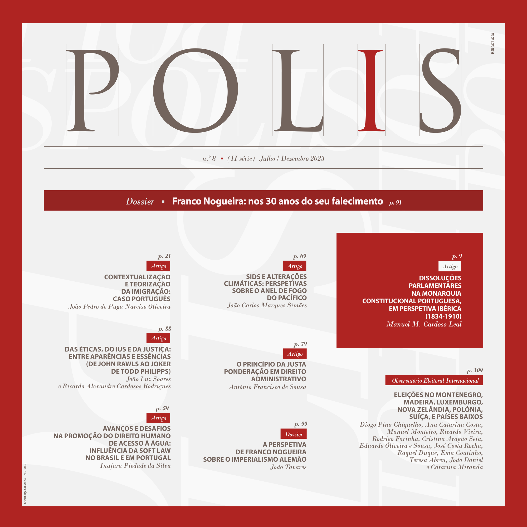 Polis, s. 2, n. 8 (julho-dezembro 2023) - Universidade Lusíada Editora